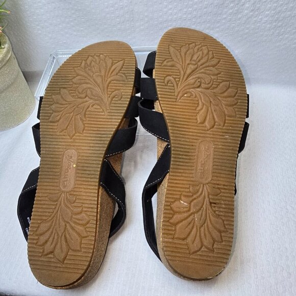 EUROSOFT BY SOFFT BLACK STRAPY SANDAL CORK HEEL WOMENS SIZE 8.5 EUC - Picture 8 of 9